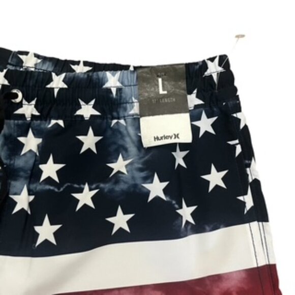 NEW Hurley Board Shorts Men’s Large Flag Patriotic‎ Stars & Stripes - Picture 5 of 15